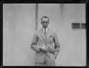 Hal Hooker bowler for NSW cricket team holding a cricket ball, NSW- Old Photo
