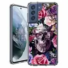For Samsung Galaxy S20 S21 S23 S24 FE 5g TPU Case+Glass(Color Skull/Roses )