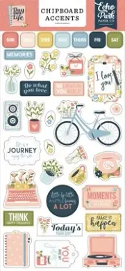 Echo Park DAY IN THE LIFE NO. 2, 6"x13" Chipboard Accents, Good Vibes, Planner