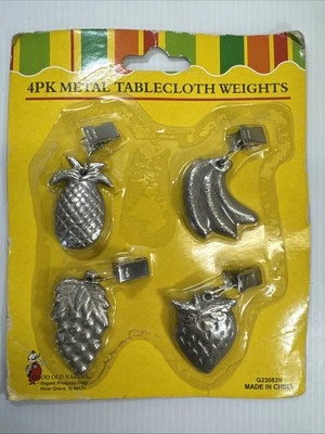 VTG NEW On Card 4PCS Fruit Alloy Tablecloth Weights Tablecloth Pendant