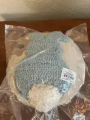 Mud Pie Blue Bunny Backside Round Pillow 7 1/2” NOS Orig Pkg W/tags