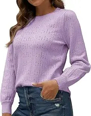 [Generic] Men Dress Sweater Solid Color Hollowed Out Core Spun Yarn Bottom Sweater with Long Sleeves Mens Sweater Hoodies Pullover (Purple, S)