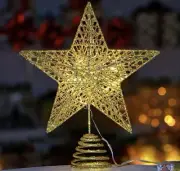 Christmas Tree Toppers Glitter Gold Star Tree Topper Lighted with Warm White