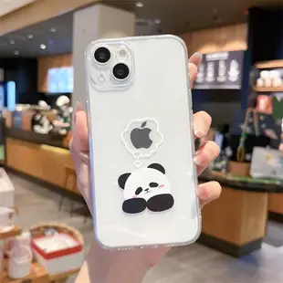 Panda可愛小熊貓創意適用iPhone14ProMax蘋果13手機殼14Plus透明11硅膠XR情侶XS全包7/8plus軟殼12男女6s防摔