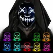 Halloween LED Glow Mask 4 Modes EL Wire Light Up The Purge Movie Costume Party