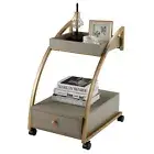 Giantex End Table Mobile Storage Cart C-Shaped Rolling Sofa Side Table w/Wheels