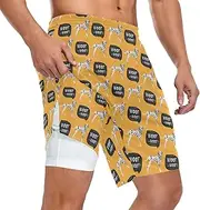 [ZZXXB] Dalmatian Dog Woof Athletic Shorts for Men with Pockets 2 in 1 Quick Dry Running Shorts S-3XL