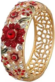 [WBPTP] Enamel Bangle for Women, Colorful Wide Rhinestone Bangles Cloisonne Enamel Bracelets Spring Hinged Cuff Gilding Accessories Openwork Jewellery
