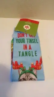 Don't Get Your Tinsel in a Tangle Cat Crew Socks New One Size Fits Most