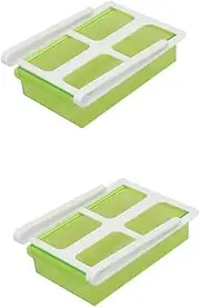 ASAKKURA 2 Pcs Green Refrigerator Storage Rack Fridge Shelf Organizer Slide Fridge Space Saver Kitchen Supplies