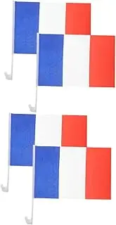 HOLIDYOYO 2sets 2pcs France Car Flags Vehicle Flags for Car Decoration Strong Weather Resistance Easy Installation for Driving and Celebrations 2pcs*2