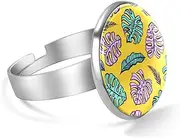 [FVQL] Adjustable Ring for Boys, monstera leaves cartoon
