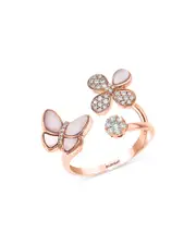 Bloomingdale's Fine Collection Mother-of-Pearl & Diamond Butterfly & Flower Ring in 14K Rose Gold