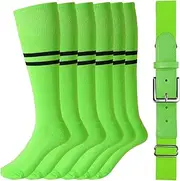 [TRIWORKS] Baseball Socks and Belt Combo Set Softball Socks and Adjustable Elastic Waist Belt for Adult and Youth