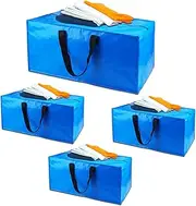 Moving Bags Heavy Duty, 4 pcs Reusable Plastic Moving Totes, Extra Large Packing Bags with Backpack Straps for Clothes Storage Containers,Compatible with Ikea Frakta Cart, Alternative to Moving Box
