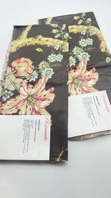 2 Scalamandre fabrics - Andrea Jackson Floral- 35” X 27”- Color Multi On Chocola