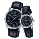 CASIO 卡西歐 指針對錶 皮革錶帶 黑 防水 日期顯示 MTP-V002L-1B+LTP-V002L-1B