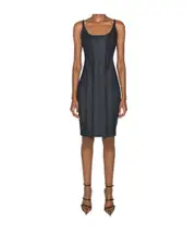 mesh-panel denim midi dress FR40 Black mesh primary colors