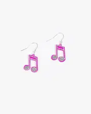 Multi Colour Glitter Music Note Drop Earrings