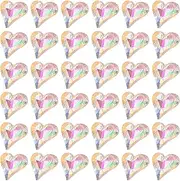 uxcell 40 Pcs 3D Heart Colorful AB Nail Rhinestones 12x13mm K9 Glass Crystal Rhinestones Pointed Back Crooked Heart Gems for Nail Charm Art DIY Decoration Craft