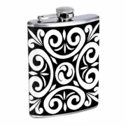 Popular Black & White Pattern D7 Flask 8oz Stainless Steel Hip Drinking Whiskey