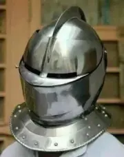 Medieval Close Helmet Battle Knight Armor 18 Gauge Steel Halloween Helmet Gift