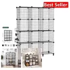 12 Cube Portable Wire Storage Organizer - Modern Matte Black for Home & Office