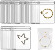 Clear PVC Plastic Jewelry Bags, Wanfoou 100Pcs Jewelry Bags Small Self-Sealing Plastic Zip Clear Bags PVC Transparent Lock Bag for Storing Bracelets Rings Earrings Ziplock Pouch, 7x10cm