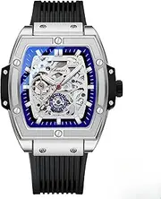 [DAXIAOYU] Fully Automatic Mechanical Watch Men's Wine Barrel Square Dial Luxury Hollow Mechanical Watch Waterproof Silicone Strap Luminous Men's Watch