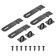 4Pcs 5 Inch Padlock Latch, Stainless Steel Barn Door Security Hasp Lock, Black