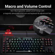 Mechanical Gaming Keyboard w/Programmable Keys Macro Recording Optical Tenkeyles