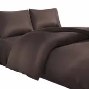 Combed Cotton Quilt Cover Pillow Cases Bedding Set Single Double Queen King Chocolate