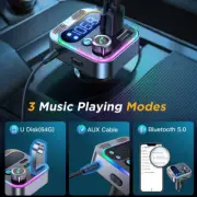 Bluetooth 5.3 Car Wireless FM Transmitter Adapter USB PD Charger AUX Hand-Free