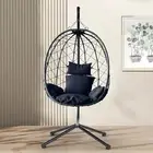 Hanging Egg Chair with Stand for Indoor Outdoor, Imitation Wicker Swing Hammock