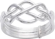[Silverly] Celtic Knot Puzzle Solid Silver Rings for Women 925 - Men's Rings in Sterling Silver - Jewellery Gift - Unique Four Band - Promise Turkish Wedding Ring