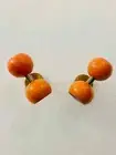Mid-Century Modern Wall Sconce Lamp - Brass & Orange Globe Light Fixture Width