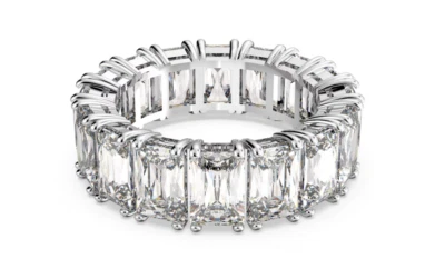 Swarovski - Vittore ring - Rectangular cut, White, Rhodium plated - Size: 52
