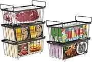 KITment 5-Pack Stackable Chest Freezer Organizer Bins, Deep Freezer Basket, Pantry Organiser, Fridge Organiser with Handles, for Chest & Upright Freezers, for Frozen Meat, Vegetables & More