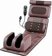 Full Body Massage Mat with Heat, Electric Massage Mattress with 10 Vibrating Motors, Portable & Foldable Heated Massage Pad for Neck Back Lumbar Leg
