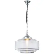 Art Deco Brunswick Lighting Clear Stepped Glass Chrome Retro Chain Pendants Period Lights