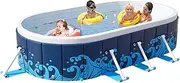 Non-Inflatable Swimming Pool, Portable Kiddie Pool for Kids and Adults, Foldable Pool with Bracket, Collapsible Pools for Outdoor Garden Backyard Pets Dog Pools (Blue, S：63" x47" x18")