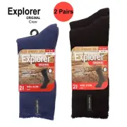 Explorer 2 Pairs Original Mens Crew Thick Work Winter Wool Socks Navy Blue Black