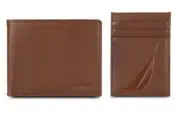 Nautica Mens Genuine Leather RFID Slimfold Bifold Wallet and ID Card Case Gift S