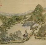 中國古代名人山水畫.42圓明園四十景.畫芯40*40CM 裝飾掛畫心