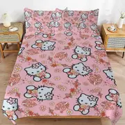 a1384 Hello Kitty Duvet Cover Set, 3 Piece Bedding Set 86x70" Double Sided Printing Decorative Comforter Cover Set (1 Duvet Cover + 2 Pillow Shams)" j
