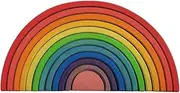 Wooden Rainbow Stacker Toy 12 Piece Pretend Play Building Blocks Puzzle for Toddlers Preschool Learning Education Early Childhood Montessori Toys Age 3+ Colour Sorting Counting for Boys Girls