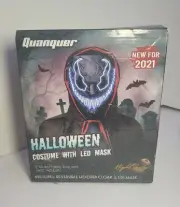 Face Mask Led Light Up Halloween Mask Adults Cape Quanquer Roleplay Costume New