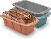 Baocuan 3 pack Silicone Bread Loaf Pans - Baking Mold For Baking Cakes,Brownies,Long loaf of bread Cheesecakes,Homemade Cakes Breads,Meatloaf,Ice brickand and More Set of 3 colors