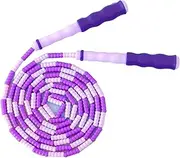 Skipping Rope, Comfort Grip, Beaded Skipping Rope, Adjustable, Durable, Lightweight for Kids First Grade and Above (Purple)