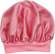 Satin Bonnet, Silk Hair Wrap for Sleeping Night Cap, Bonnet Shower Cap, Anti Frizz Satin Towel, Protective Hair Turban Wrap, Pink
